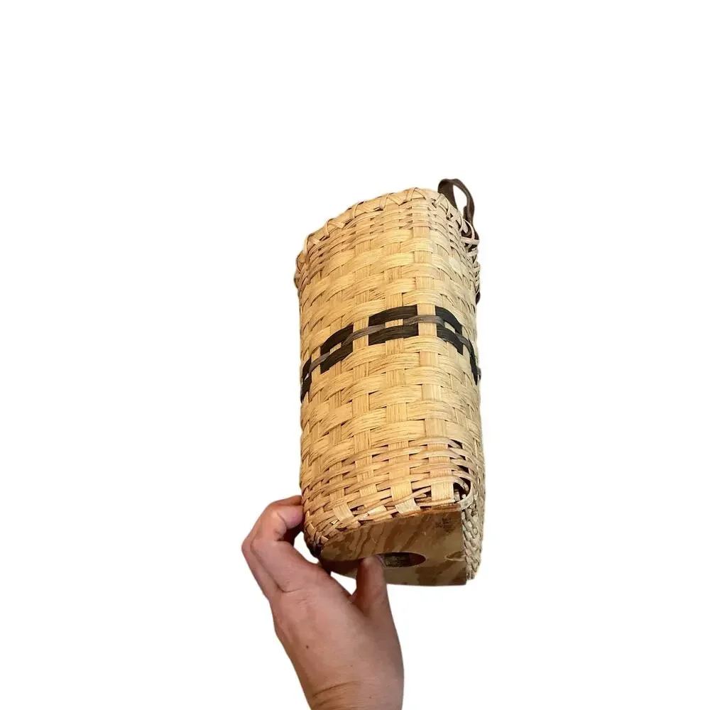 Handmade Wicker Basket Bag Holder Sara Miller Farmhouse County Rustic‎ Striped